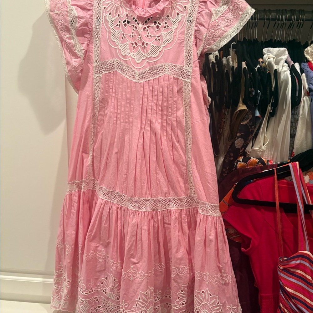 Elegant Pink Lace Women's Casual Dress